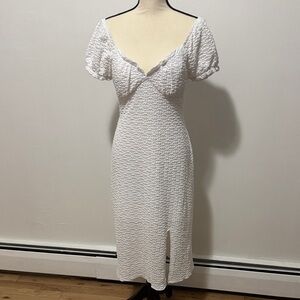 No Boundaries White Textured Midi Dress